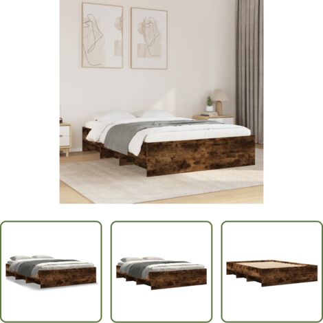 Letto con base a doghe -  Giroletto senza Materasso Rovere Fumo 120x200 cm in Truciolato