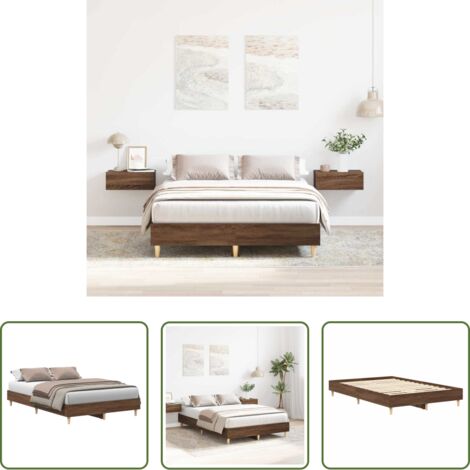 Letto con base a doghe -  Giroletto senza Materasso Rovere Marrone 120x200 cm Truciolato