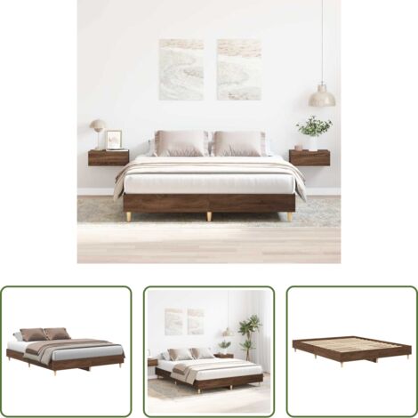 Letto con base a doghe -  Giroletto senza Materasso Rovere Marrone 140x200 cm Truciolato