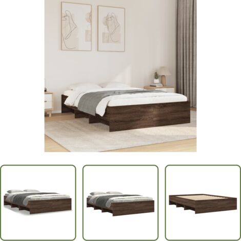 Letto con base a doghe -  Giroletto senza Materasso Rovere Marrone 140x200 cm Truciolato