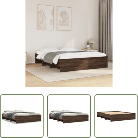 Letto con base a doghe -  Giroletto senza Materasso Rovere Marrone 150x200 cm Truciolato