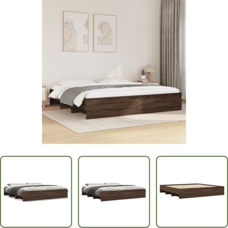 Letto con base a doghe -  Giroletto senza Materasso Rovere Marrone 200x200 cm Truciolato