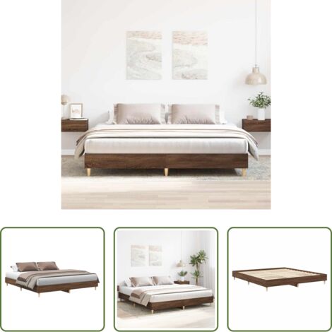 Letto con base a doghe -  Giroletto senza Materasso Rovere Marrone 200x200 cm Truciolato