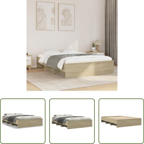 Letto con base a doghe -  Giroletto senza Materasso Rovere Sonoma 120x190cm in Truciolato