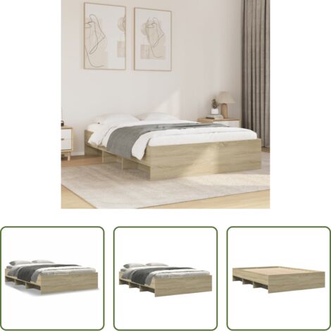 Letto con base a doghe -  Giroletto senza Materasso Rovere Sonoma 140x200cm in Truciolato