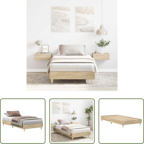 Letto con base a doghe -  Giroletto senza Materasso Rovere Sonoma 90x190 cm in Truciolato
