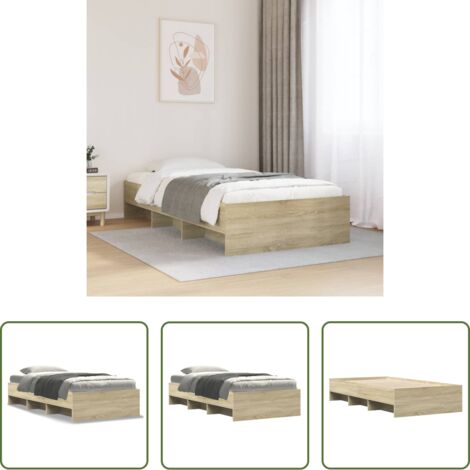 Letto con base a doghe -  Giroletto senza Materasso Rovere Sonoma 90x200 cm in Truciolato