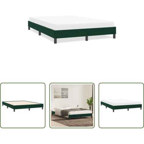 Letto con base a doghe -  Giroletto senza Materasso Verde Scuro 140x210 cm in Velluto