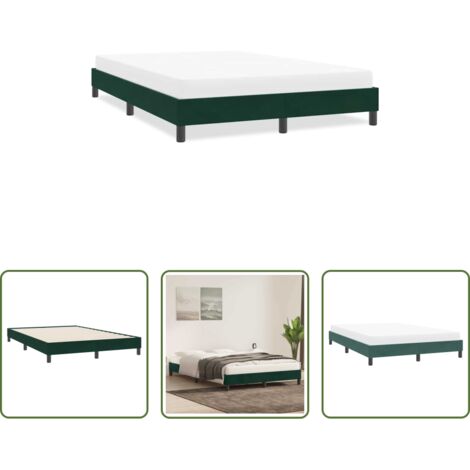 Letto con base a doghe -  Giroletto senza Materasso Verde Scuro 140x220 cm in Velluto