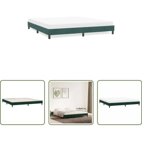 Letto con base a doghe -  Giroletto senza Materasso Verde Scuro 180x210 cm in Velluto