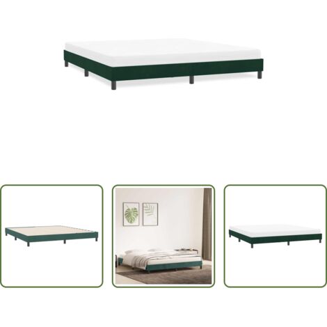 Letto con base a doghe -  Giroletto senza Materasso Verde Scuro 180x220 cm in Velluto