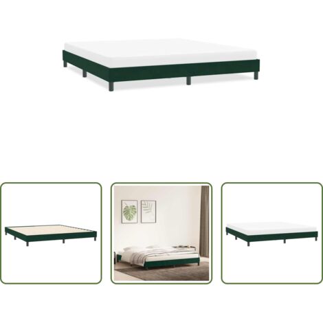 Letto con base a doghe -  Giroletto senza Materasso Verde Scuro 200x220 cm in Velluto
