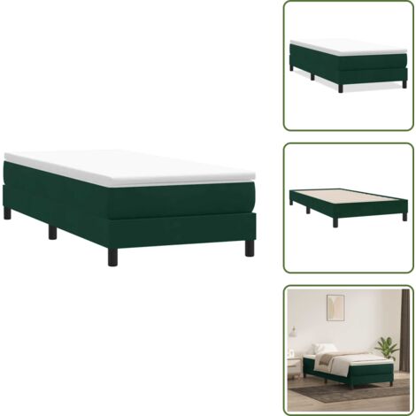 Letto con base a doghe - vidaXL Giroletto a Molle senza Materasso Verde Scuro 90x210 cm Velluto - Letto con gambe stabili