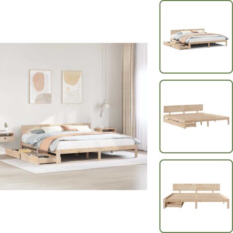 Letto con base a doghe - vidaXL Giroletto con Cassetti 200x200 cm in Legno Massello di Pino - Letto con ruote