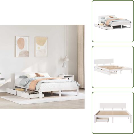 Letto con base a doghe - vidaXL Giroletto con Cassetti Bianco 120x190 cm Legno Massello di Pino - Letto in legno