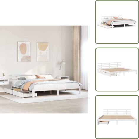 Letto con base a doghe - vidaXL Giroletto con Cassetti Bianco 200x200 cm Legno Massello di Pino - Letto in legno