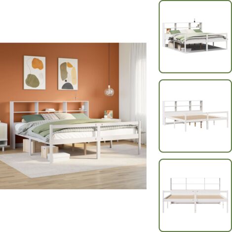 Letto con base a doghe - vidaXL Giroletto con Libreria senza Materasso 180x200 cm in Legno Pino - Letto con spazio per oggetti