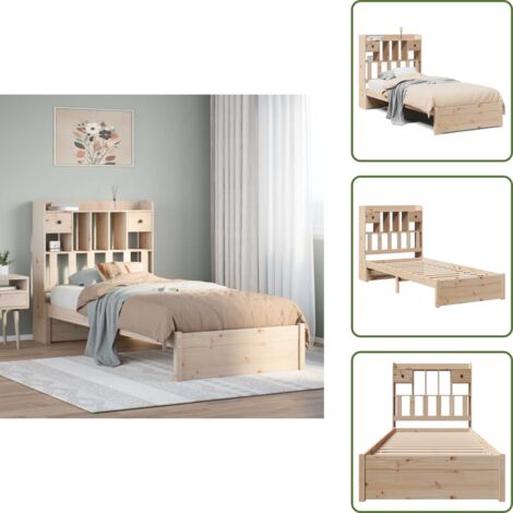 Letto con base a doghe - vidaXL Giroletto con Libreria senza Materasso 75x190 cm in Legno Pino - Letto in legno