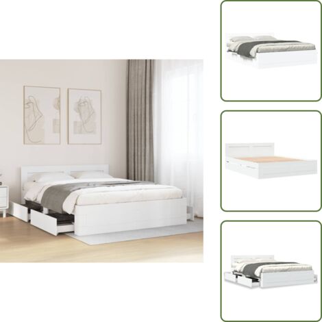 Letto con base a doghe - vidaXL Giroletto con Testiera senza Materasso Bianco 160x200 cm - Letto in legno