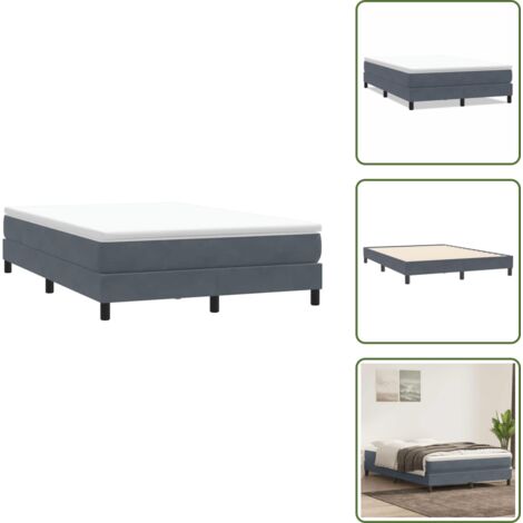 Letto con base a doghe - vidaXL Giroletto Molle senza Materasso Grigio Scuro 160x210 cm Velluto - Letto con gambe stabili