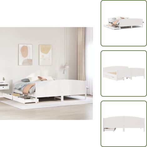 Letto con base a doghe - vidaXL Giroletto senza Materasso Bianco 200x200 cm Legno Massello Pino - Letto con cassetti