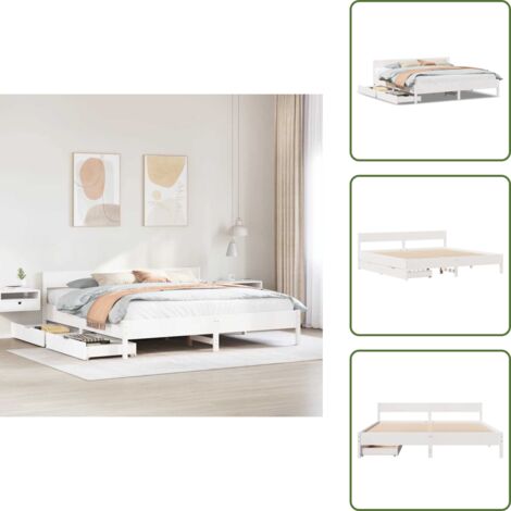 Letto con base a doghe - vidaXL Giroletto senza Materasso Bianco 200x200 cm Legno Massello Pino - Letto con cassetti