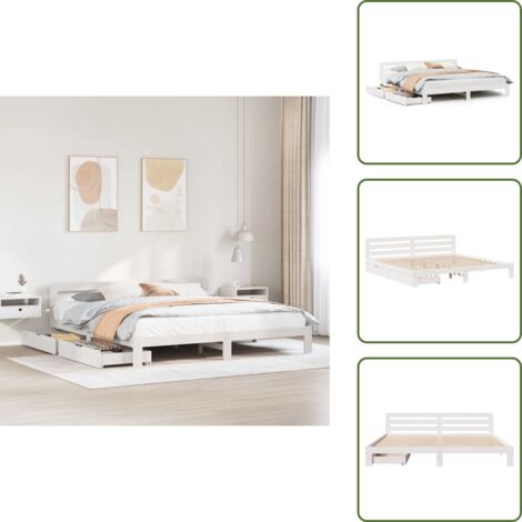 Letto con base a doghe - vidaXL Giroletto senza Materasso Bianco 200x200 cm Legno Massello Pino - Letto con testiera