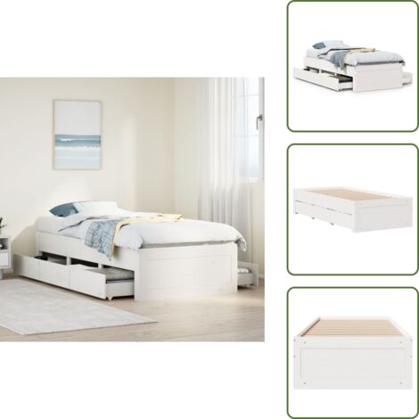 Letto con base a doghe - vidaXL Giroletto senza Materasso con Cassetti Bianco 75x190 cm Pino - Letto in pino