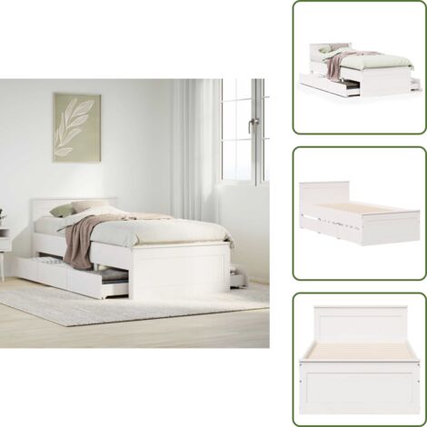 Letto con base a doghe - vidaXL Giroletto senza Materasso con Testiera Bianco 90x190 cm Pino - Letto in pino