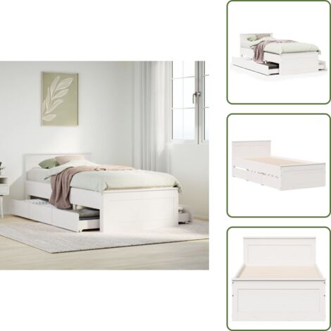 Letto con base a doghe - vidaXL Giroletto senza Materasso con Testiera Bianco 90x200 cm Pino - Letto in pino