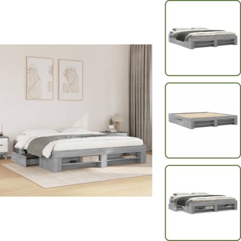 Letto con base a doghe - vidaXL Giroletto senza Materasso Grigio Sonoma 180x200 cm Truciolato - Letto con vani a giorno