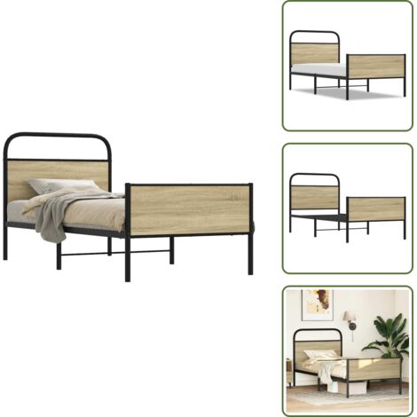 Letto con base a doghe - vidaXL Giroletto senza Materasso Rovere Sonoma 80x200 cm in Truciolato - Letto in truciolato