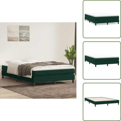 Letto con base a doghe - vidaXL Letto a Molle senza Materasso Verde Scuro 140x220 cm Velluto - Letto con gambe stabili