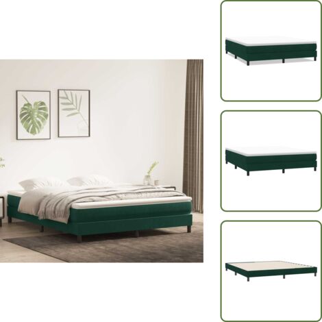 Letto con base a doghe - vidaXL Letto a Molle senza Materasso Verde Scuro 180x220 cm Velluto - Letto con gambe stabili
