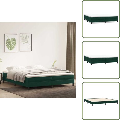 Letto con base a doghe - vidaXL Letto a Molle senza Materasso Verde Scuro 200x210 cm Velluto - Letto con gambe stabili