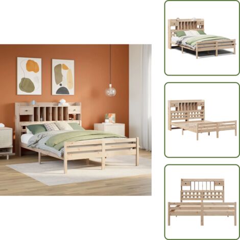 Letto con base a doghe - vidaXL Letto Libreria senza Materasso 140x190 cm in Legno di Pino - Letto con cassetti