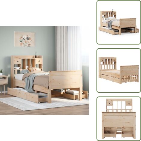 Letto con base a doghe - vidaXL Letto Libreria senza Materasso 90x200 cm Legno Massello Pino - Letto salvaspazio