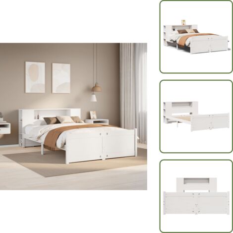 Letto con base a doghe - vidaXL Letto Libreria senza Materasso Bianco 135x190 cm Legno di Pino - Letto con pediera