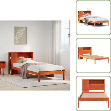 Letto con base a doghe - vidaXL Letto Libreria senza Materasso Marrone Cera 100x200 cm in Pino - Letto salvaspazio