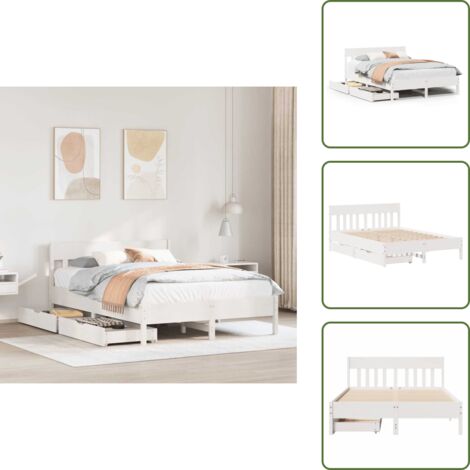 Letto con base a doghe - vidaXL Letto senza Materasso Bianco 120x190 cm Legno Massello di Pino - Letto con ruote