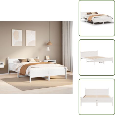 Letto con base a doghe - vidaXL Letto senza Materasso Bianco 140x190 cm Legno Massello di Pino - Letto con spazio di stoccaggio