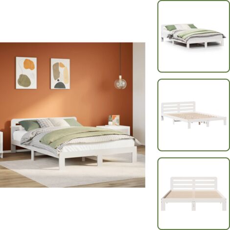 Letto con base a doghe - vidaXL Letto senza Materasso Bianco 150x200 cm Legno Massello di Pino - Letto con spazio di stoccaggio