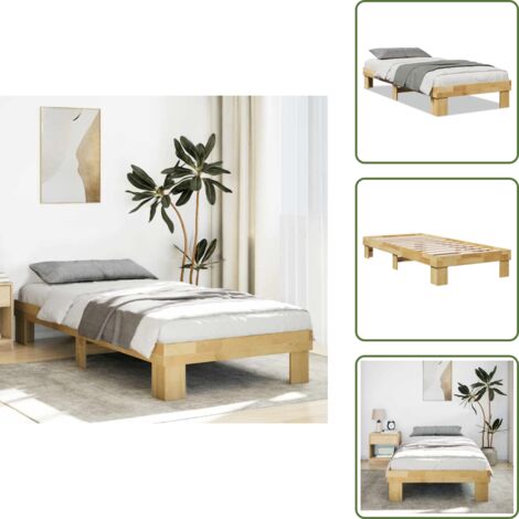 Letto con base a doghe - vidaXL Struttura Letto Senza Materasso 75x190 cm in Legno di Rovere - Letto con spazio di stoccaggio