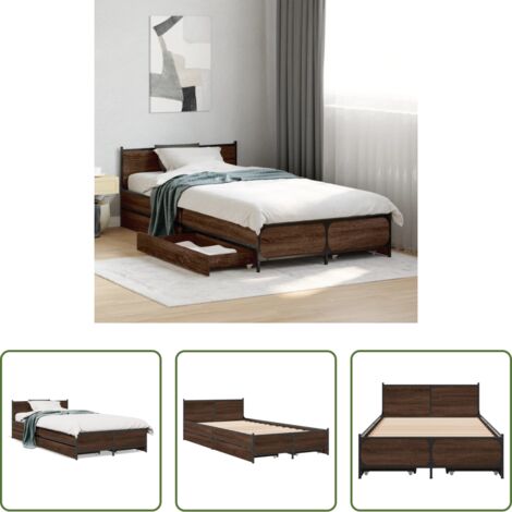 Letto con cassetti -  Giroletto Cassetti Rovere Marrone 75x190 cm Legno Multistrato