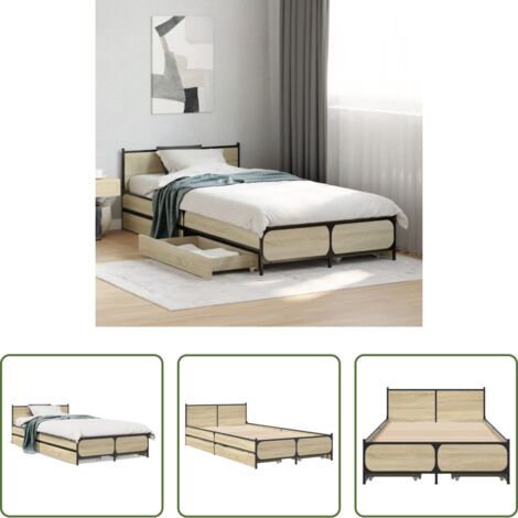 Letto con cassetti -  Giroletto Cassetti Rovere Sonoma 75x190 cm Legno Multistrato