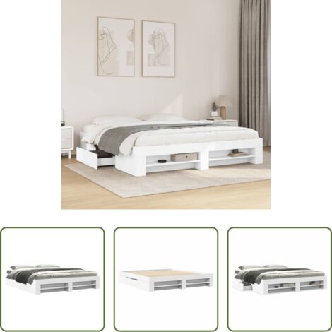 Letto con cassetti -  Giroletto senza Materasso Bianco 180x200 cm Legno Multistrato