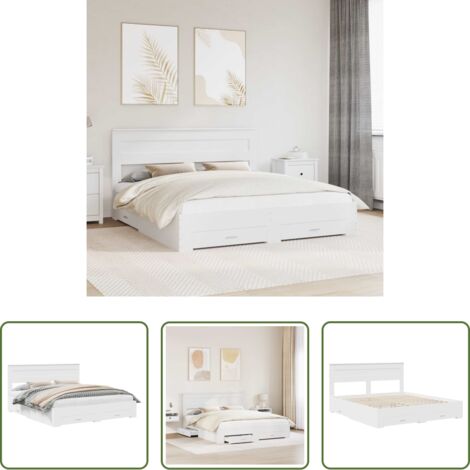 Letto con cassetti -  Struttura del letto Bianco 180 x 200 cm Legno multistrato