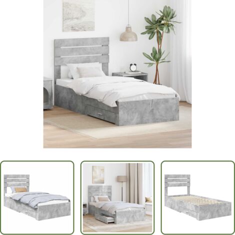 Letto con cassetti -  Struttura del letto Grigio Certo e Argento 70 x 190 cm
