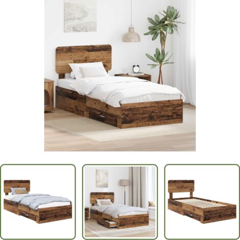 Letto con cassetti -  Struttura del letto Legno vecchio 90 x 190 cm Legno multistrato
