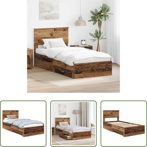 Letto con cassetti -  Struttura del letto Legno vecchio 90 x 200 cm Legno multistrato